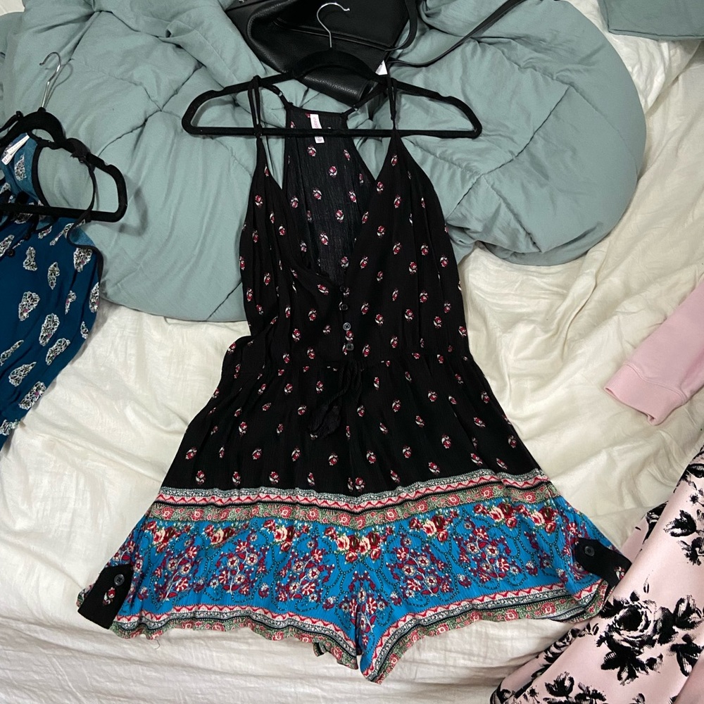 Women’s Black and Floral Romper